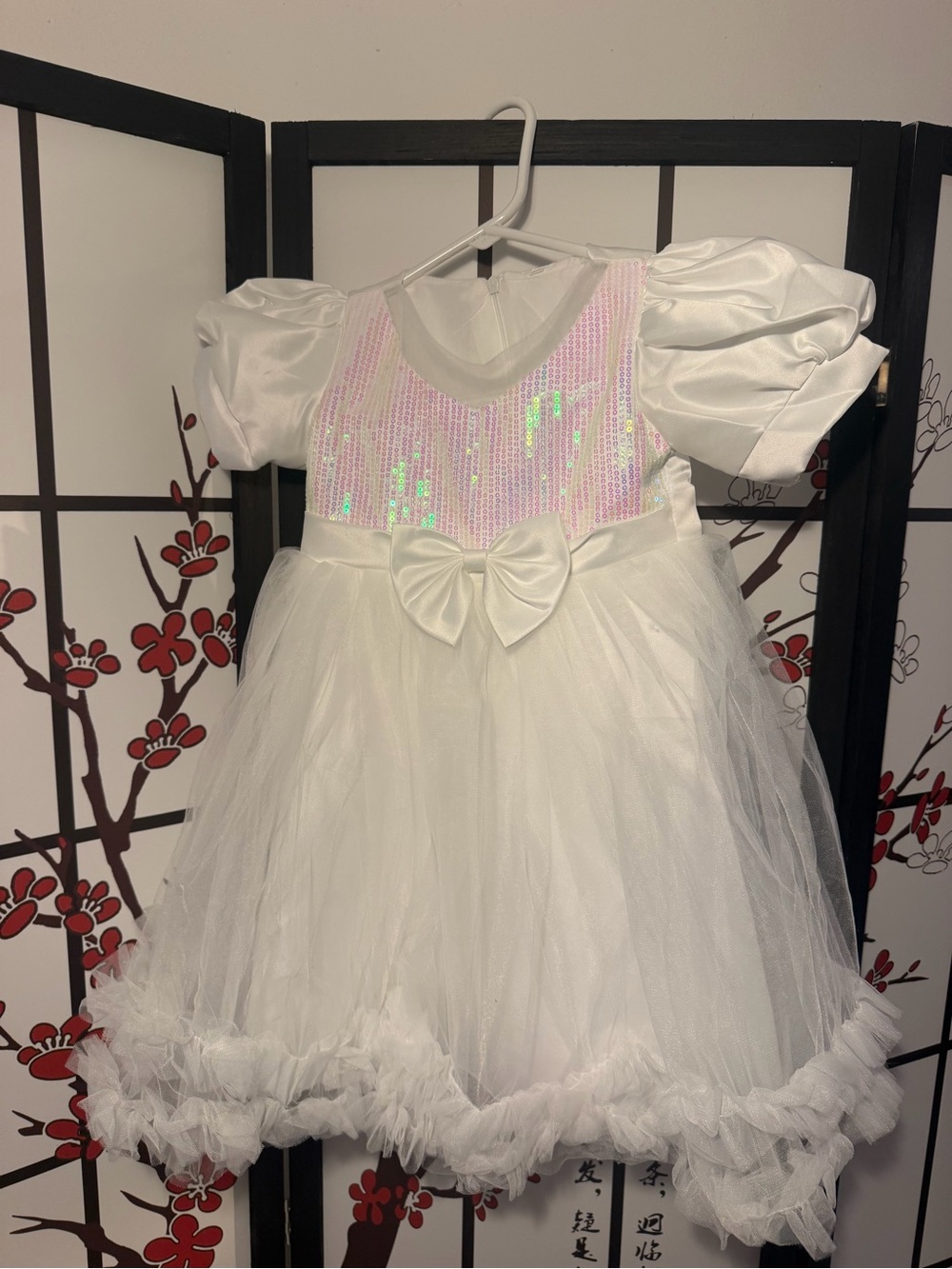 White Sequin Princess Tulle Kids Costume Dress